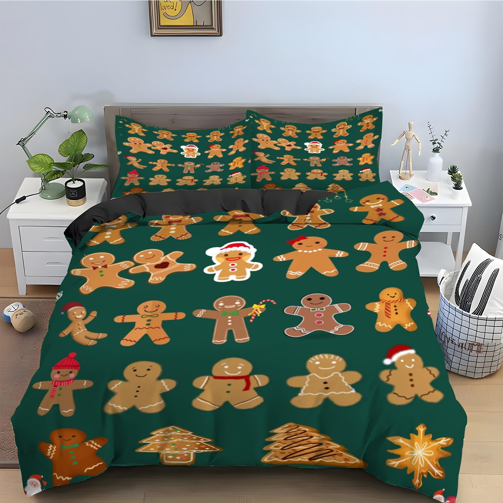 Parure de lit 90x190 Poupée de Biscuits 3 pièces en microfibre avec housse et taies