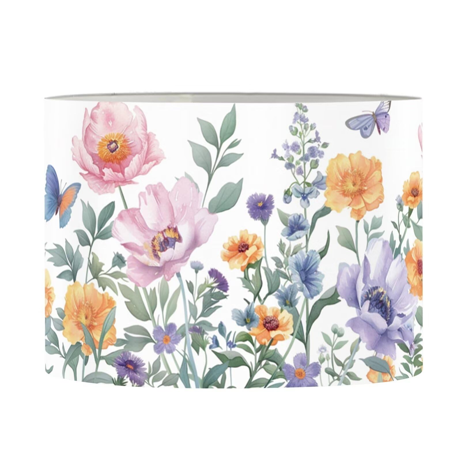FANCOSAN Flowers Butterfly Lampshades Cover Spider Design Drum Lamp Shade for Living Room Bedroom Study Dorm Desk Table Nightstand Home Decor L