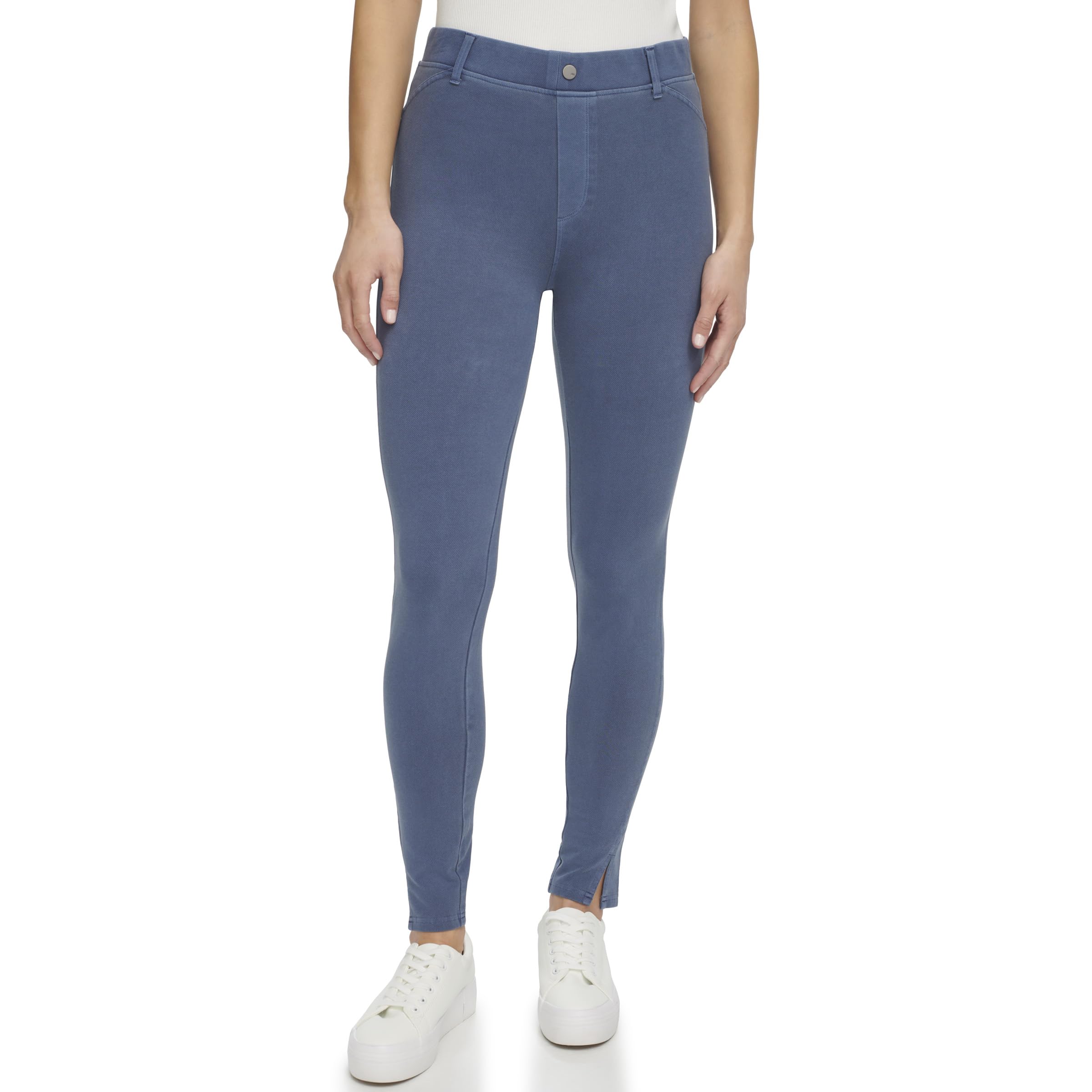Andrew Marc Womens Mid Rise Slim Fit Ankle Slit Pant