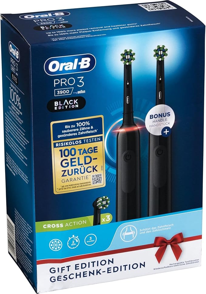 OralB Pro 3 3900 Electric Toothbrush/Electric Toothbrush, Twin Pack