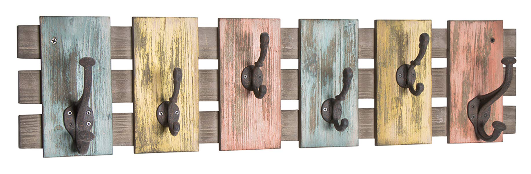 HAKU Wandgarderobe bunt, Vintage, Massivholz, Metall - Maße: B 81 cm x H 20 cm x T 11 cm, Style: Industrial