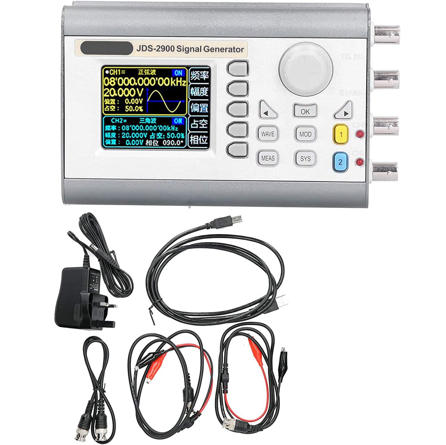 LMEIL JDS2900-40M DDS Signal Generator, 2 Channel DDS Pulse Frequency Meter Ac100-240v, Pulse Waveform Function Counter, Frequency Meter 266MSa/s