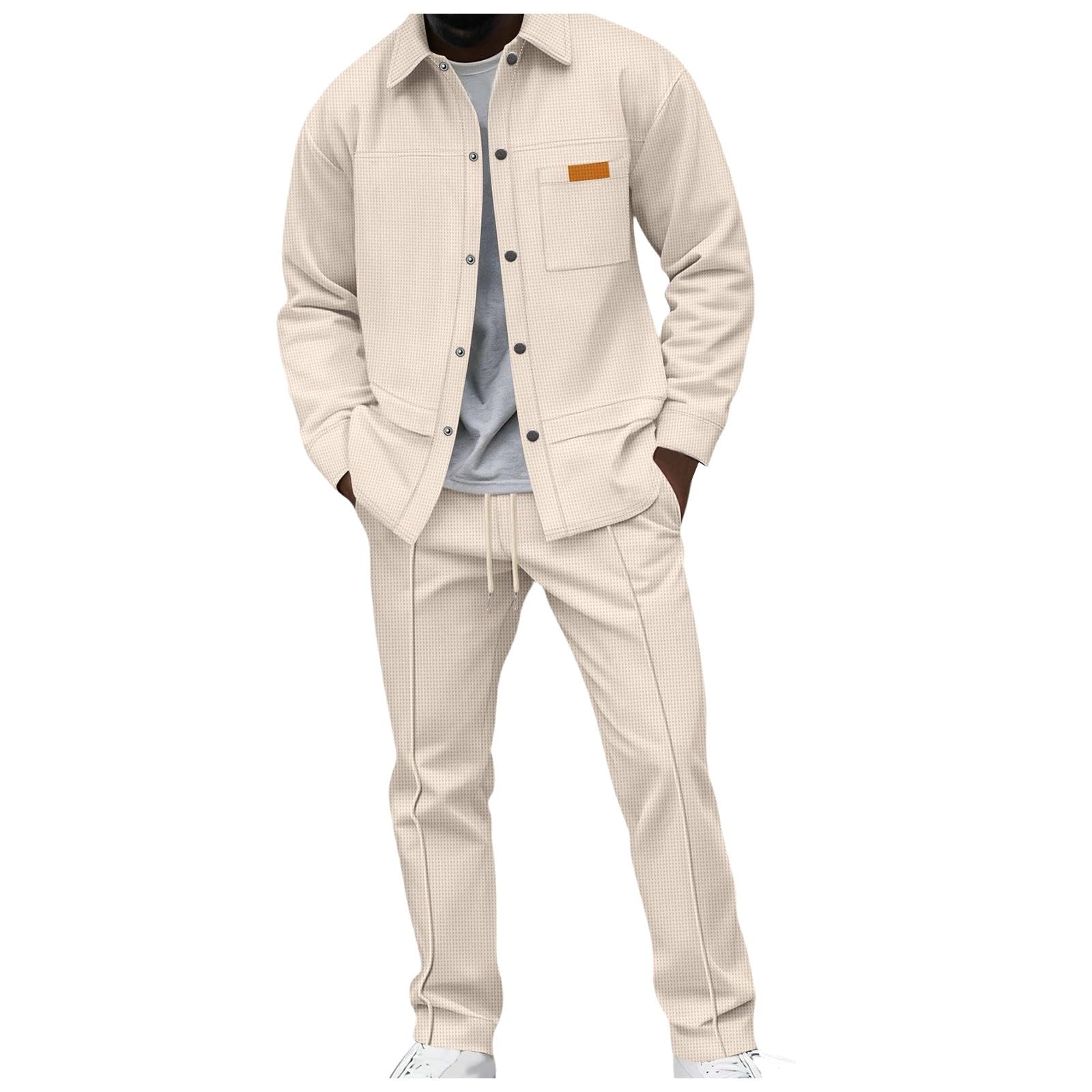 Waffel Tracksuit Herren 2 Teiler Trainingsanzug Langarm Sportanzug Freizeitanzug Freizeit Tracksuit Sport Hausanzug Streatwear Sweatjacke Und Jogginghose Gym Sportkleidung
