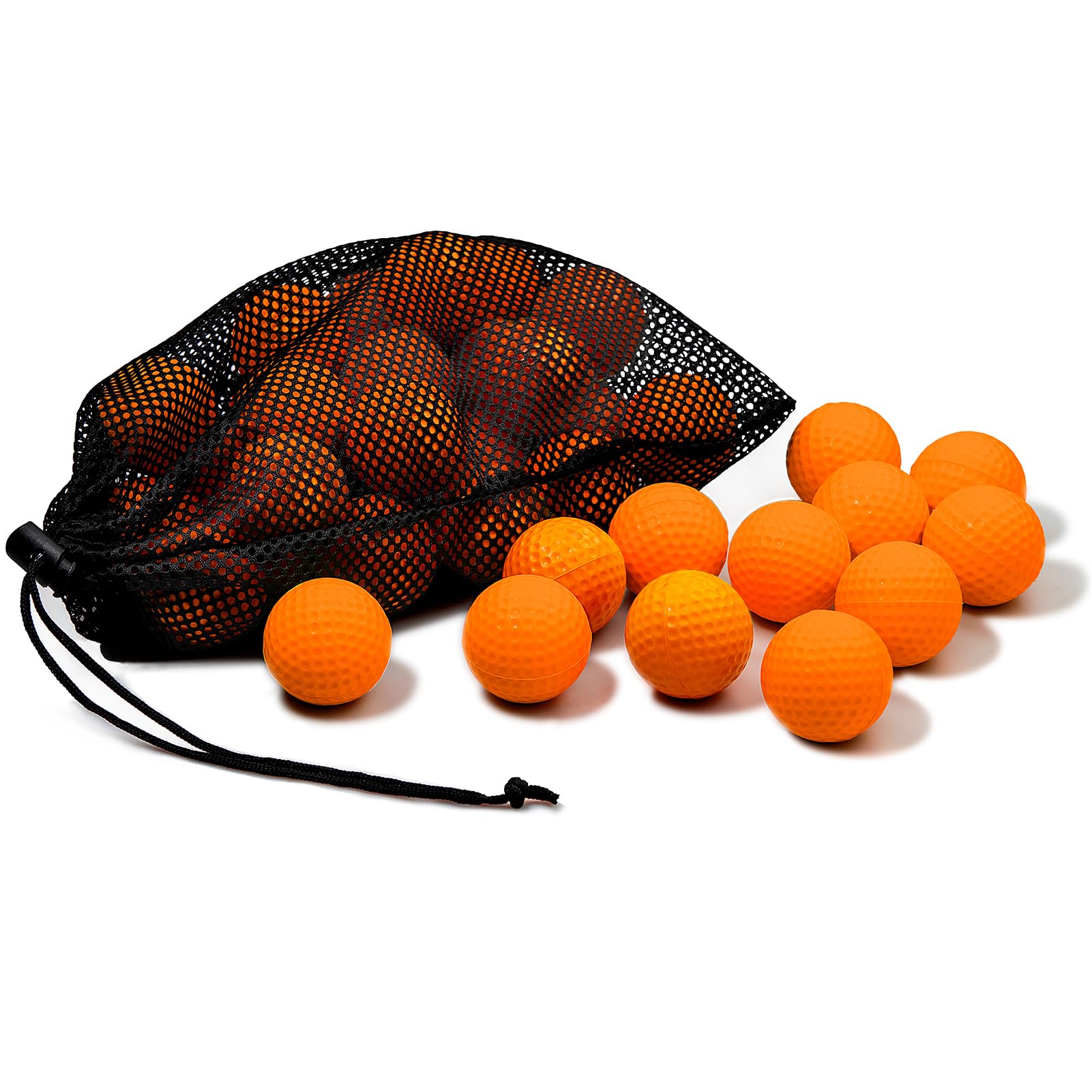 JAYA Foam Golf Practice Balls, 12-Pack, Soft Limited-Flight Training Balls with Realistic Dimple Design for Indoor and Outdoor Practice, Pumpkin Orange