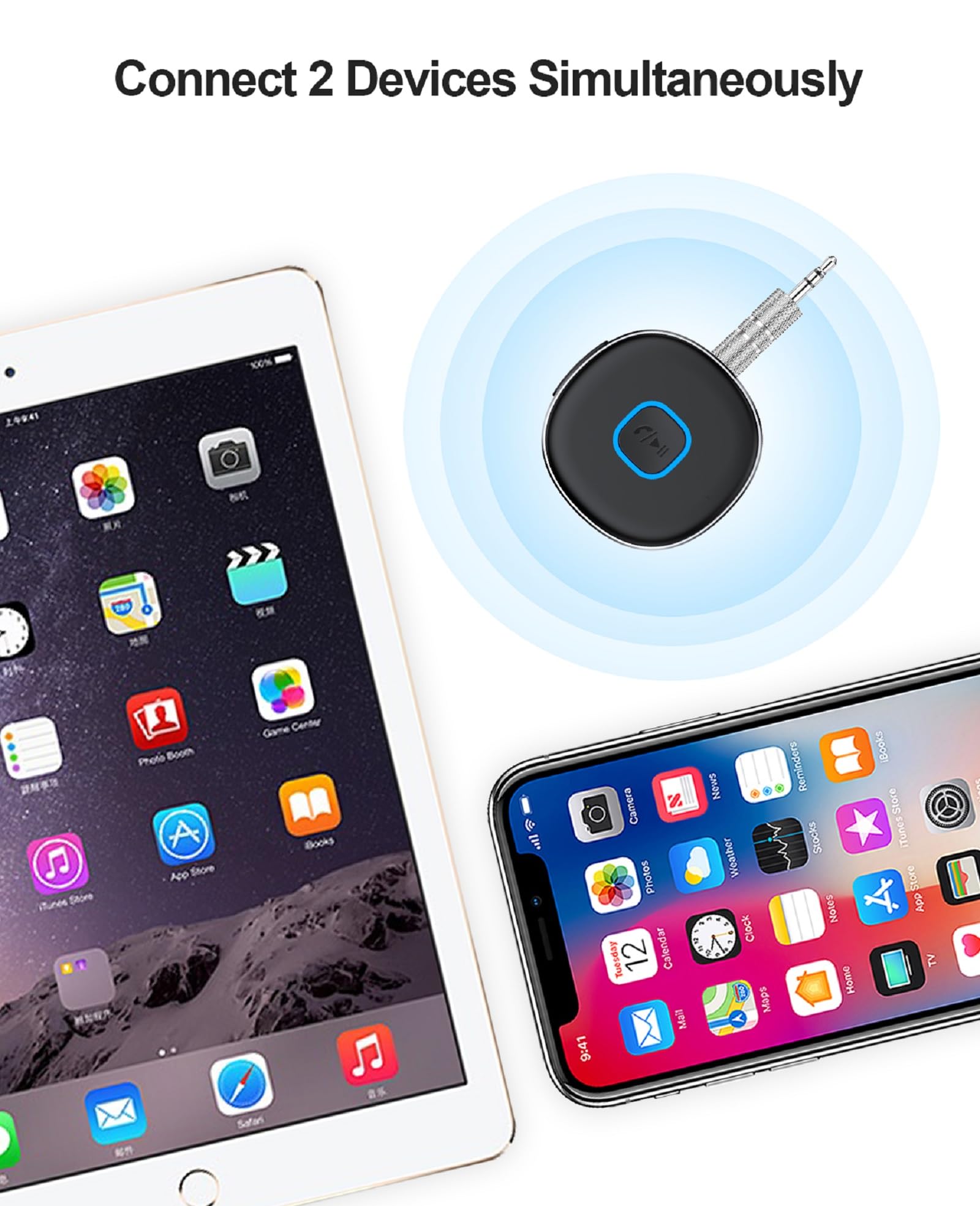 HORJOR Ricevitore Bluetooth Auto AUX, Adattatore Bluetooth 5.0 Aux Cancellazione Del Rumore Jack 3,5 mm,Chiamate In Vivavoce,Cuffie Cablate,Auto Altoparlanti