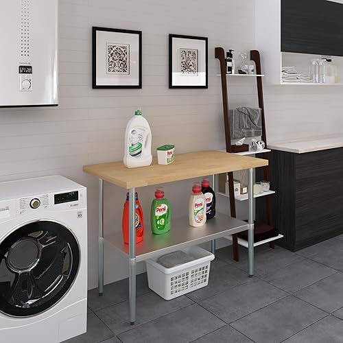 Miniatura 9 de AmGood Mesa de trabajo superior de madera de arce con estante inferior ajustable (36 pulgadas de largo x 18 pulgadas de profundidad)