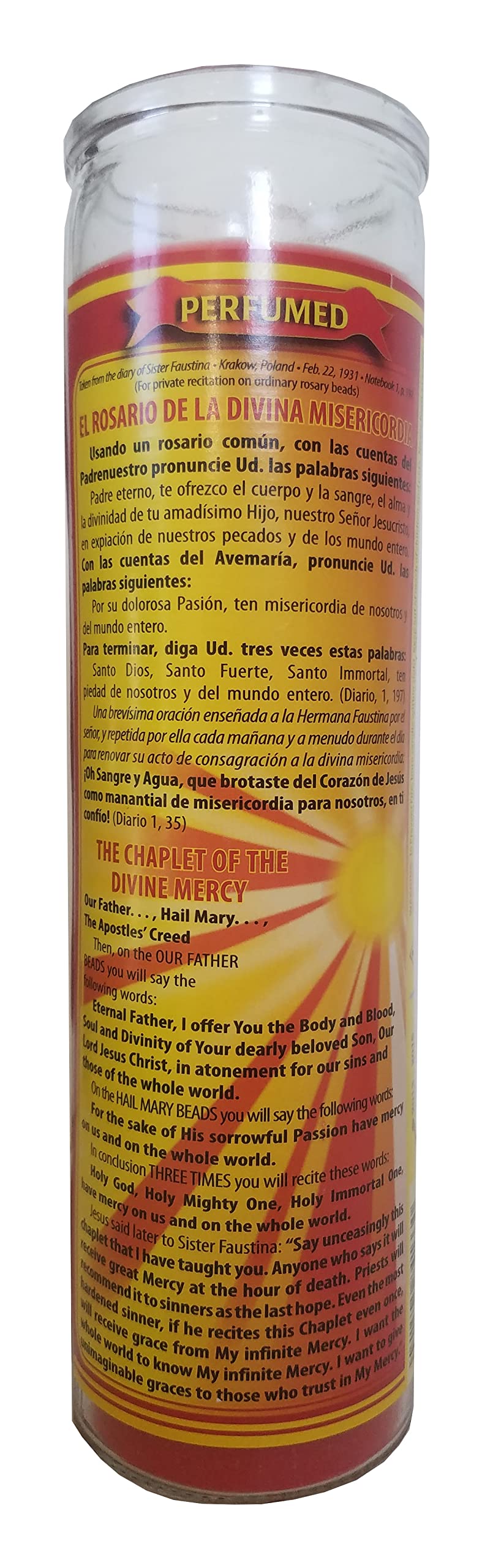 Divine Mercy Red Perfumed Pillar Candle