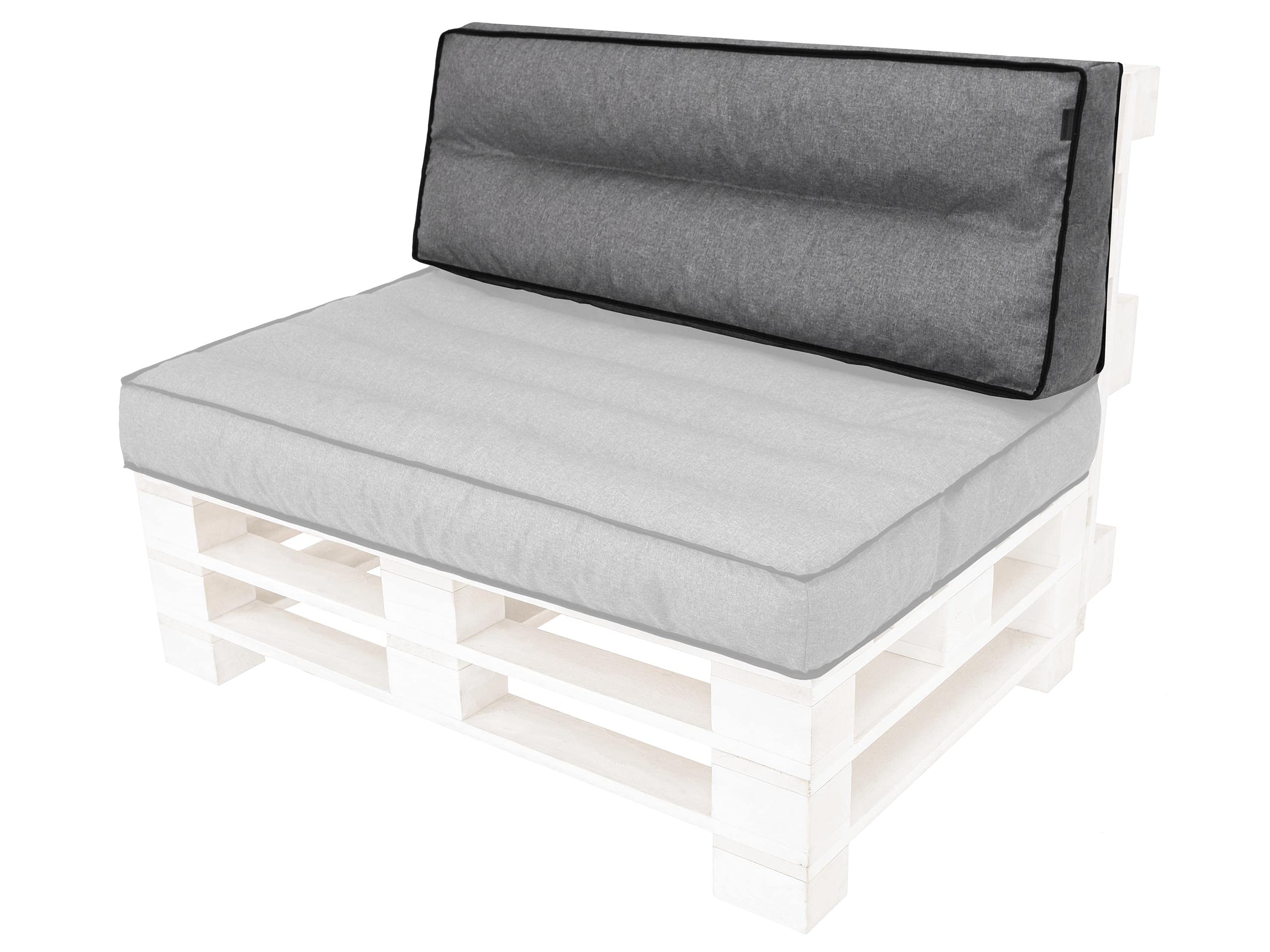 Cuscino lungo per pallet, cuscino da giardino, per attività all'aperto, per il tempo libero, cuscino decorativo, cuscino da combinare, cuscino da 120 x 40 cm, grafite