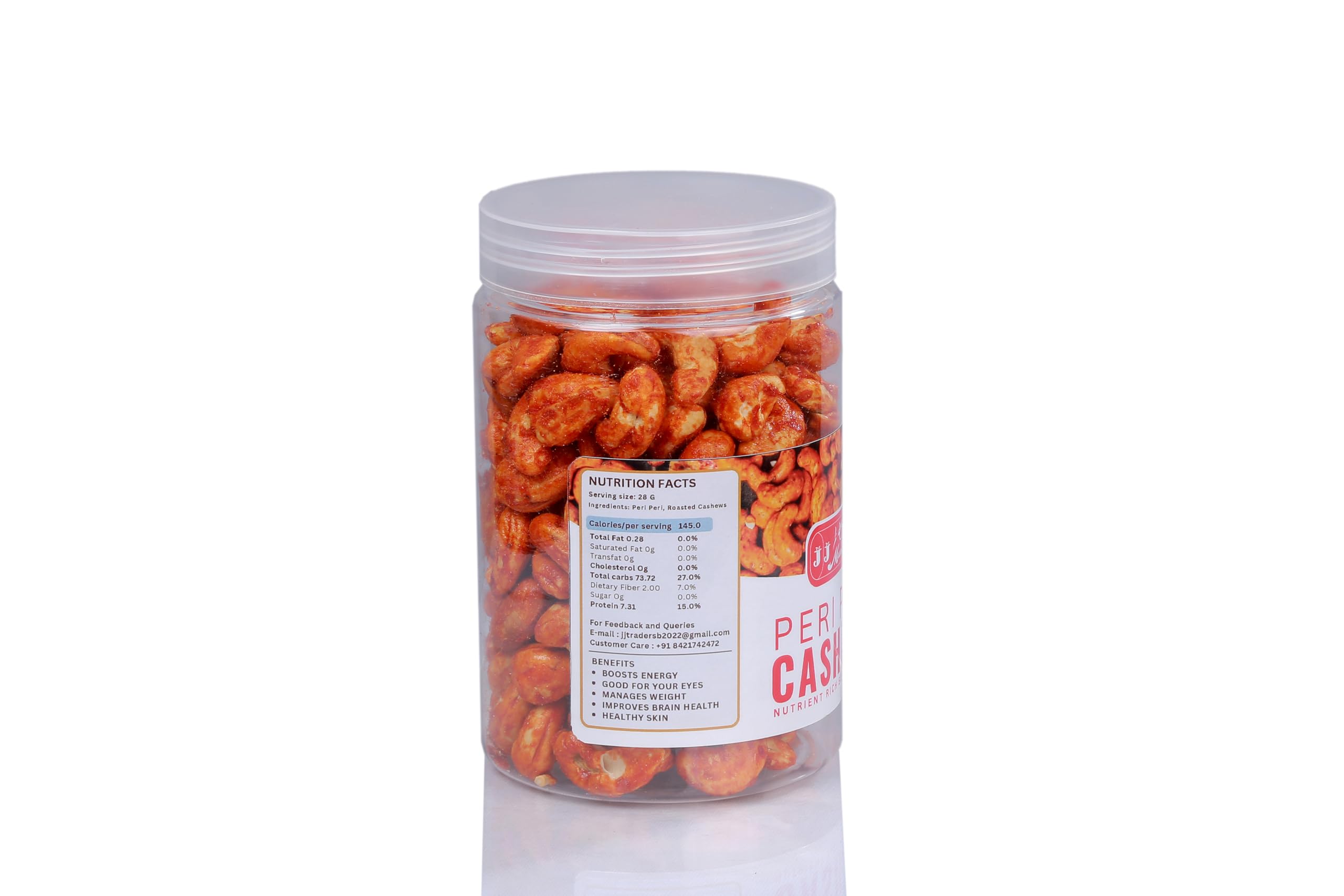 J J crunch N munch Peri Peri Cashew Jar - 250 Grams | Kaju roasted in olive oil, not fried | Healthy dryfruit snack | Diet friendly | Premium Gift | Birthday, Anniversary, Wedding (3) 4