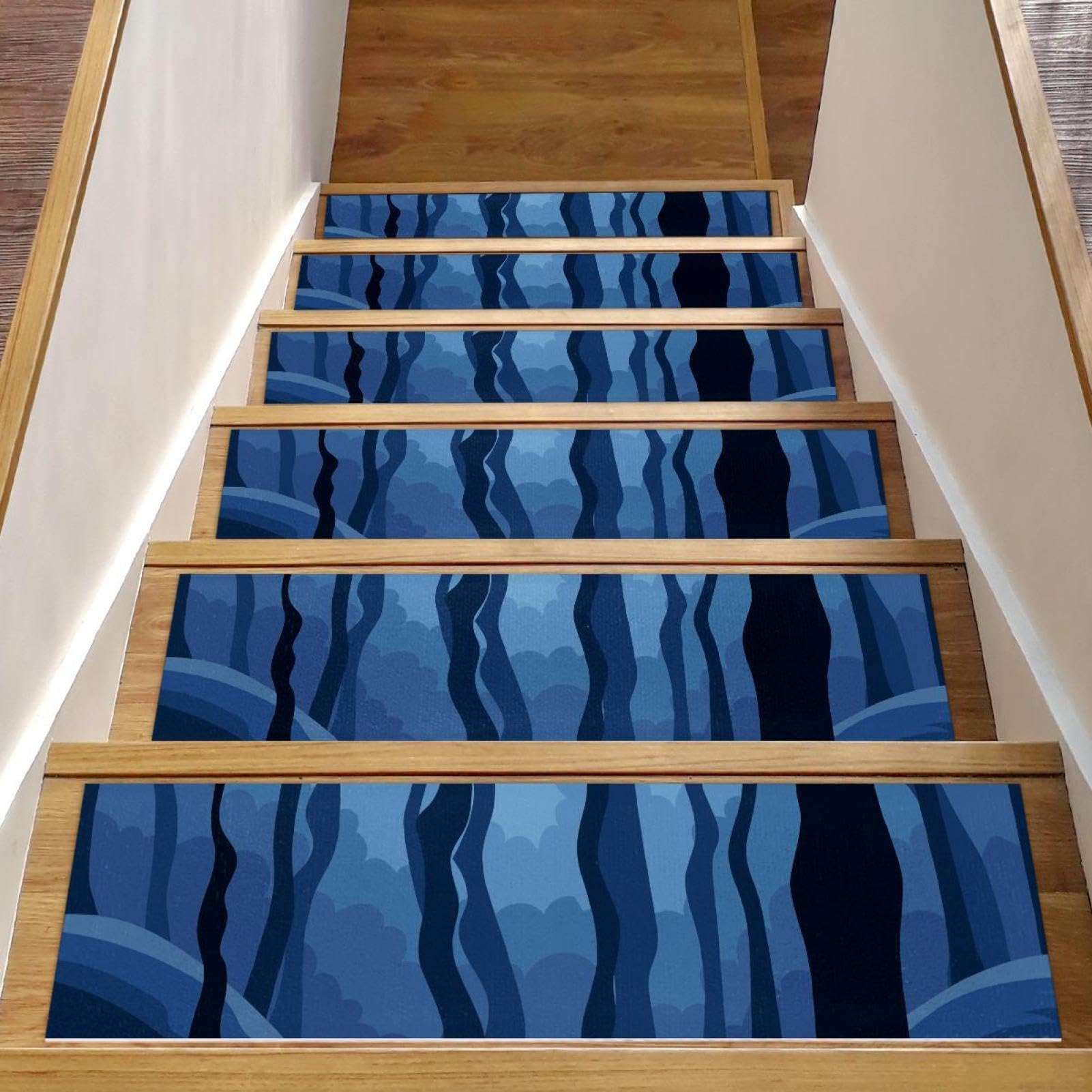 Alfombra para peldaños de escalera de madera: alfombrillas antideslizantes con diseño abstracto