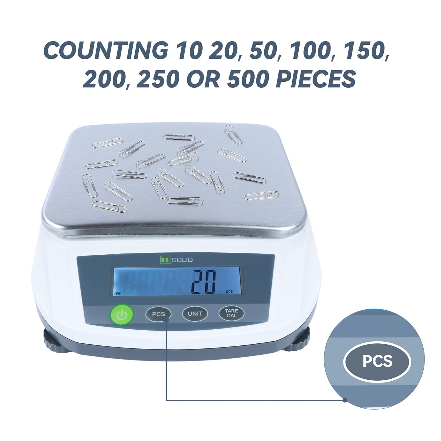 U.S. Solid Precision Balance, 5000g/11 lbs x 0.01g Digital Analytical Scale, Piece Counting, g/ct/oz/lb, 7.5" x 5.5" Rectangular Weighing Pan, Kitchen, Jewelry, Scientific Lab Use, AC 100V-240V