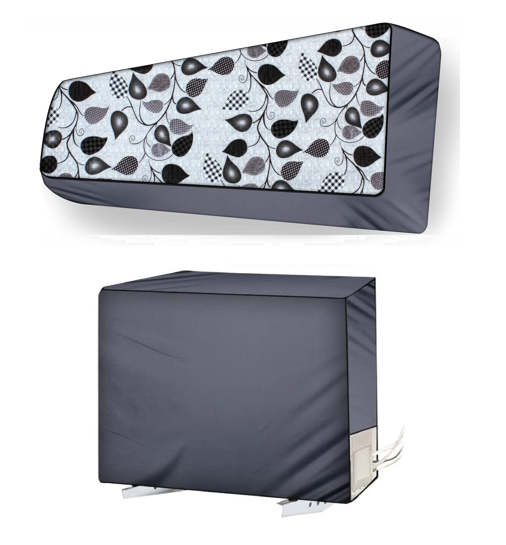 Da Anushi Split AC Cover Set of Indoor and Outdoor Unit for 1 Ton Capacity Attractive Digital Prints/Dustproof/Water Resistant (Grey Leaf) (B0BRJ6KMR4) Amazon Price History, Amazon Price Tracker