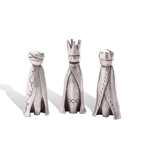 Pewter Wisemen Nativity Figurine Set Handmade Hand Cast Three Kings