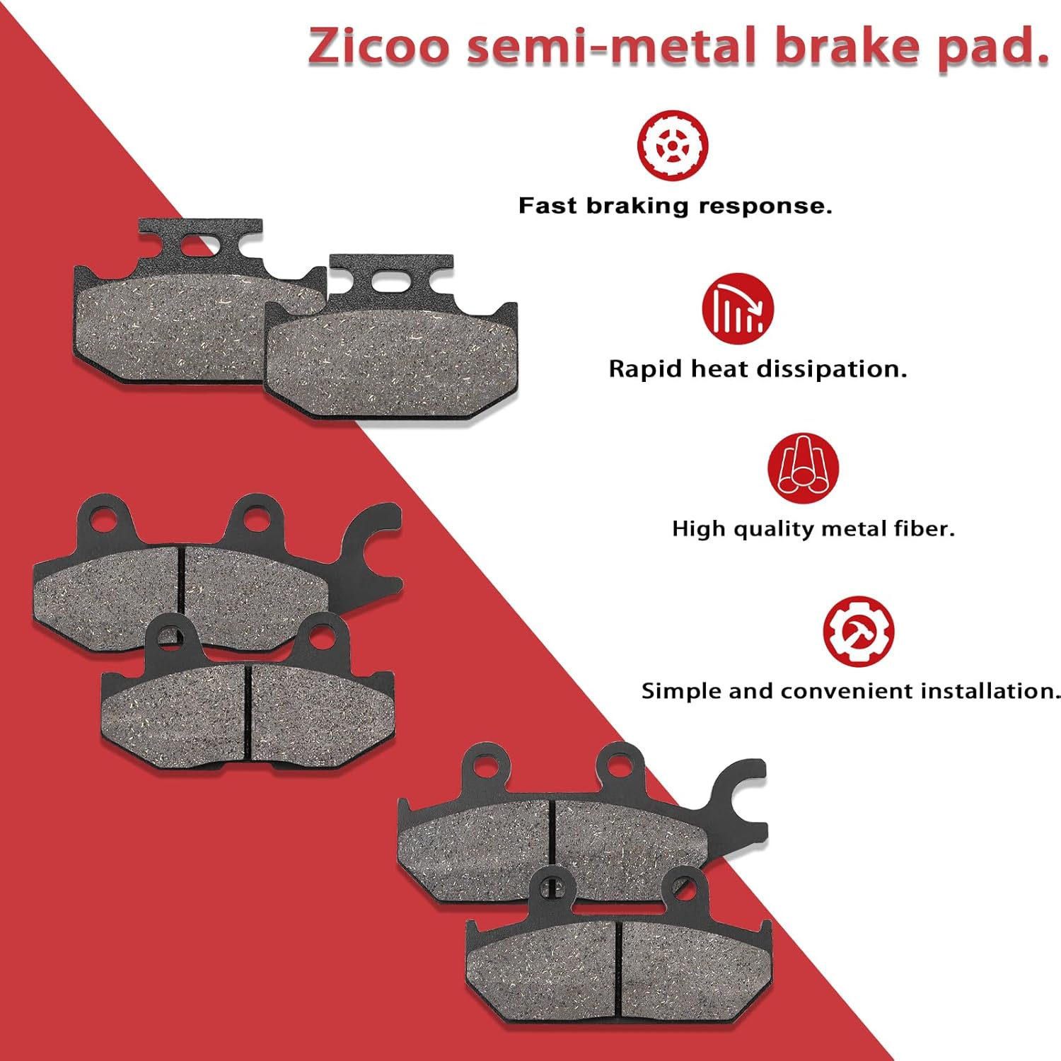 Front Rear Brake Pads for Yamaha Viking 700 14-20 Viking VI 15-19 Wolverine YXE70 R-Spec EPS 16-20 Wolverine X2 YXE85W 21-24 YXF85 X4 18-24 YXM700 YXC700