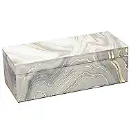 Glass Jewelry Box for Women Girl Wife-Jewelry Organizer Storage Case With Velvet Lining For Earrings Rings Bracelets,Perfect Birthday, Wedding & Christmas Gift(White Marble Pattern)