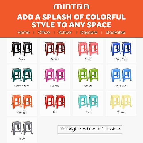 Miniatura 4 de Mintra Home - Taburetes de plástico ligeros, paquete de 2 (12.5 pulgadas de altura, verde lima)