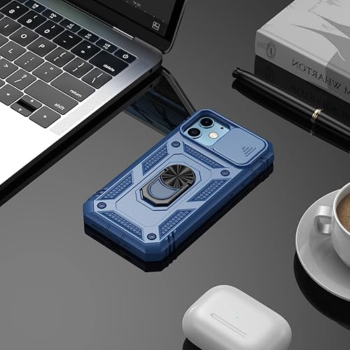 Vista 7 de Korecase Funda de protección para iPhone 12 y 12 Pro Ring Case con cubierta para lente de cámara, grado militar, resistente, de doble capa, cuerpo