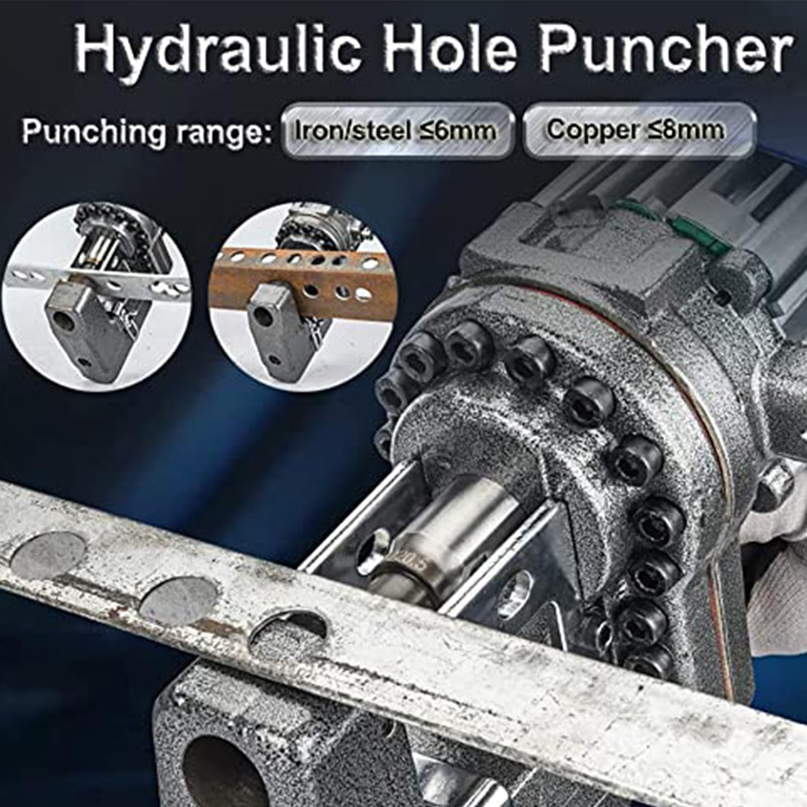 Perforadora Hidráulica Eléctrica φ1/4"-4/5" Punzonadora Perforadora De Metal Perforación Rápida,Posicionamiento Preciso,Fácil De Operar,para Placa Hierro,Cobre Y Aluminio,Anglesteel-220V