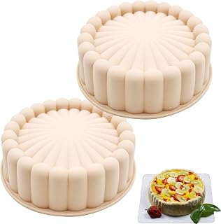 Kundalini Charlotte Cake Pan,2Pcs Fluted Tube Cake Pan, Nonstick Silicone Cake Molds