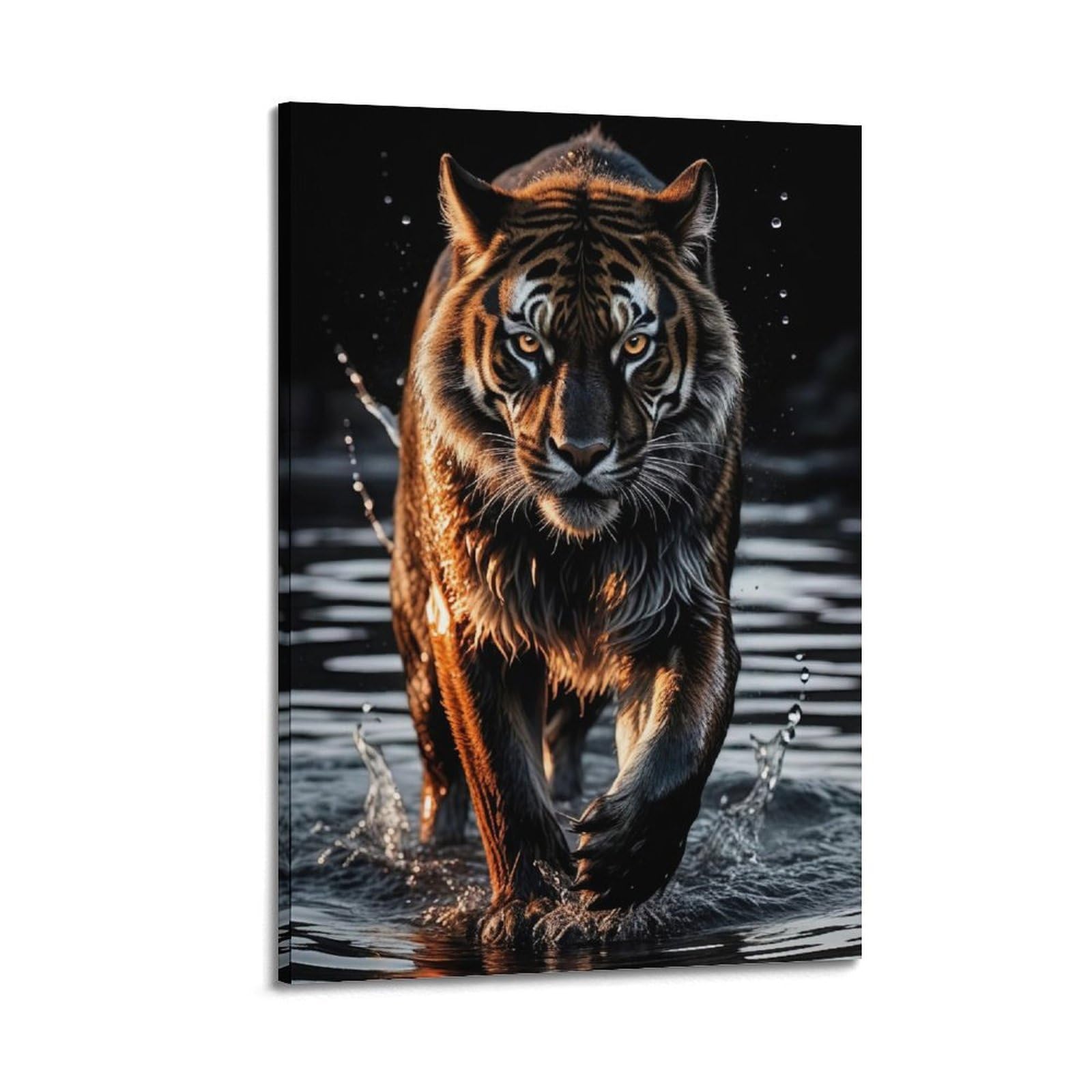 ZSZWHJ Animal Artwork Poster Tiger in The River Poster Decorative Painting Canvas Wall Posters And Art Picture Print Modern Family Bedroom Decor Posters 20x30inch(50x75cm)
