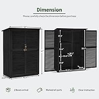 Vista 3 de MCombo Gabinete de Almacenamiento Exterior, Cobertizo de Almacenamiento de Madera con Pestillo, Cobertizo de Herramientas de Jardín Exterior con 2