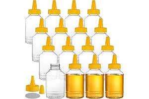 ZEAYEA 16 Pack 13 oz Plastic Honey Bottles with Caps - Clear...
