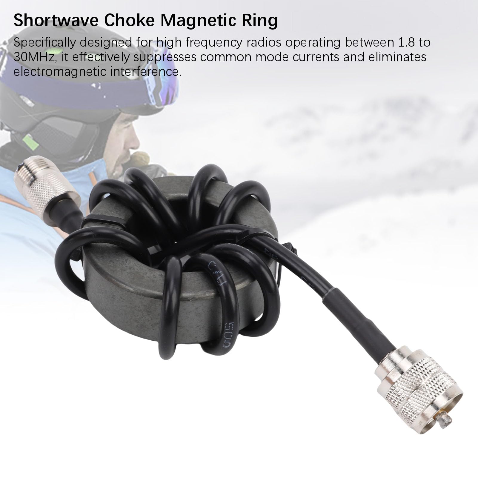 Sxhlseller ZP614 EM43 Choke de Corta Anillo Magnético EM43 Anillo Magnético 45 Mm 1.8-30MHz HF Balun con M Conector Masculino a Femenino para la Comunicación de Radio RF RF