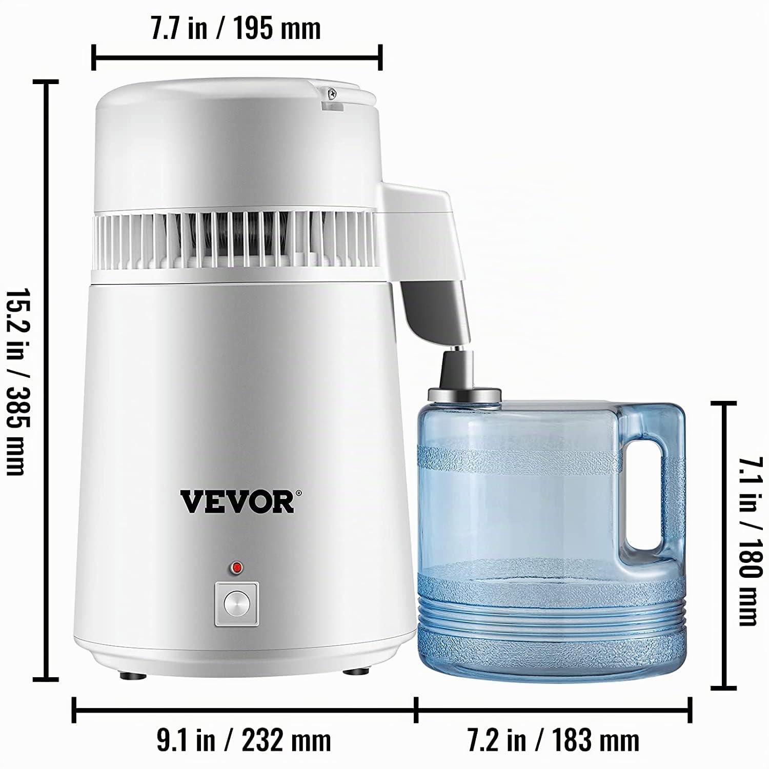 VEVOR Destilador de Agua 4L Acero Inoxidable Purificador Filtros Destilación