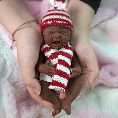 Miniatura 7 de Muñeca Reborn de silicona de 7 pulgadas, muñeca de bebé recién nacida realista, de silicona, cuerpo completo, alivio del estrés, hecha a mano