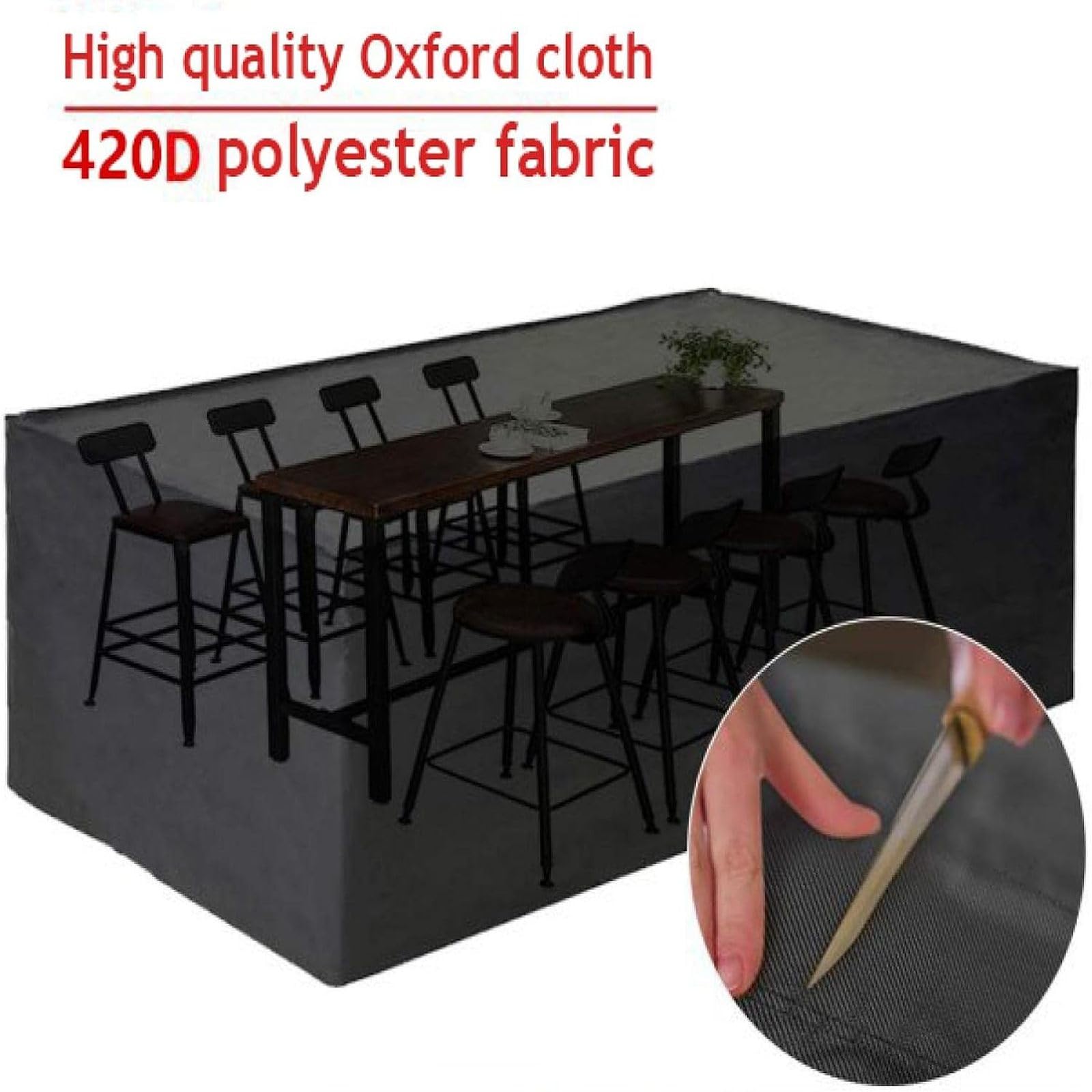 Housse Table de Jardin Housses de Meubles 300x180x75cm Bâche Salon de Jardin Extérieur Tissu 420D Oxford Housse de Protection Salon de Jardin Bâche Table Jardin