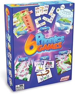 Junior Learning 6 Phonics Games Literacy Educational Board Game | 1-4 Players | Ages 5, Year 1-2, Key Stage 1