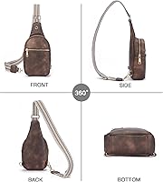 Vista 119 de Telena Riñonera pequeña para mujer, de cuero, cangureras, bolsa de pecho para mujer 3-camel marrón