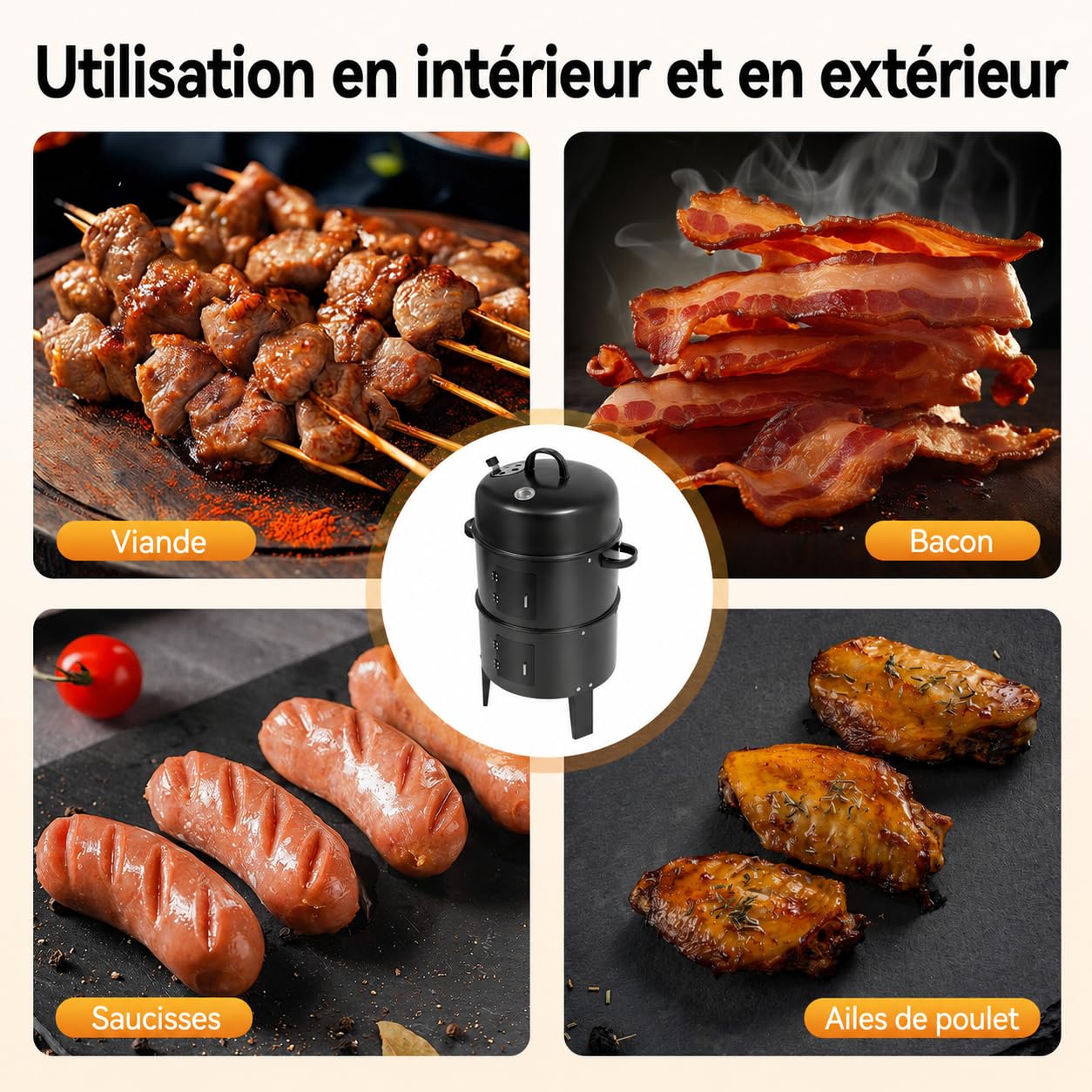 Barbacoa de carbón vegetal barbacoa barbacoa fumador caja 40 x 84 cm horno ahumado cocinar alimentos hierro 2 capas carbón barbacoa barbacoa fumador 3 en 1 barbacoa barril de acero para fiestas, cenas