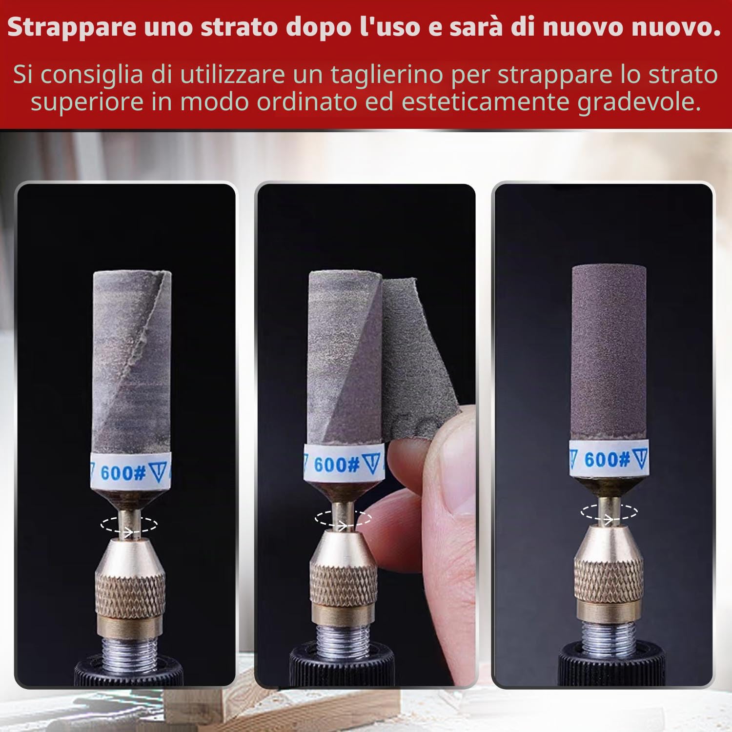 25 Pezzi di Tamburi Abrasivi Manicotti per Utensili Rotativi Dremel 180/240/600/1000/1500/2000 Grana con Albero da 3 mm Legno Strumenti di Levigatura Accessorio per Levigatura e Lucidatura