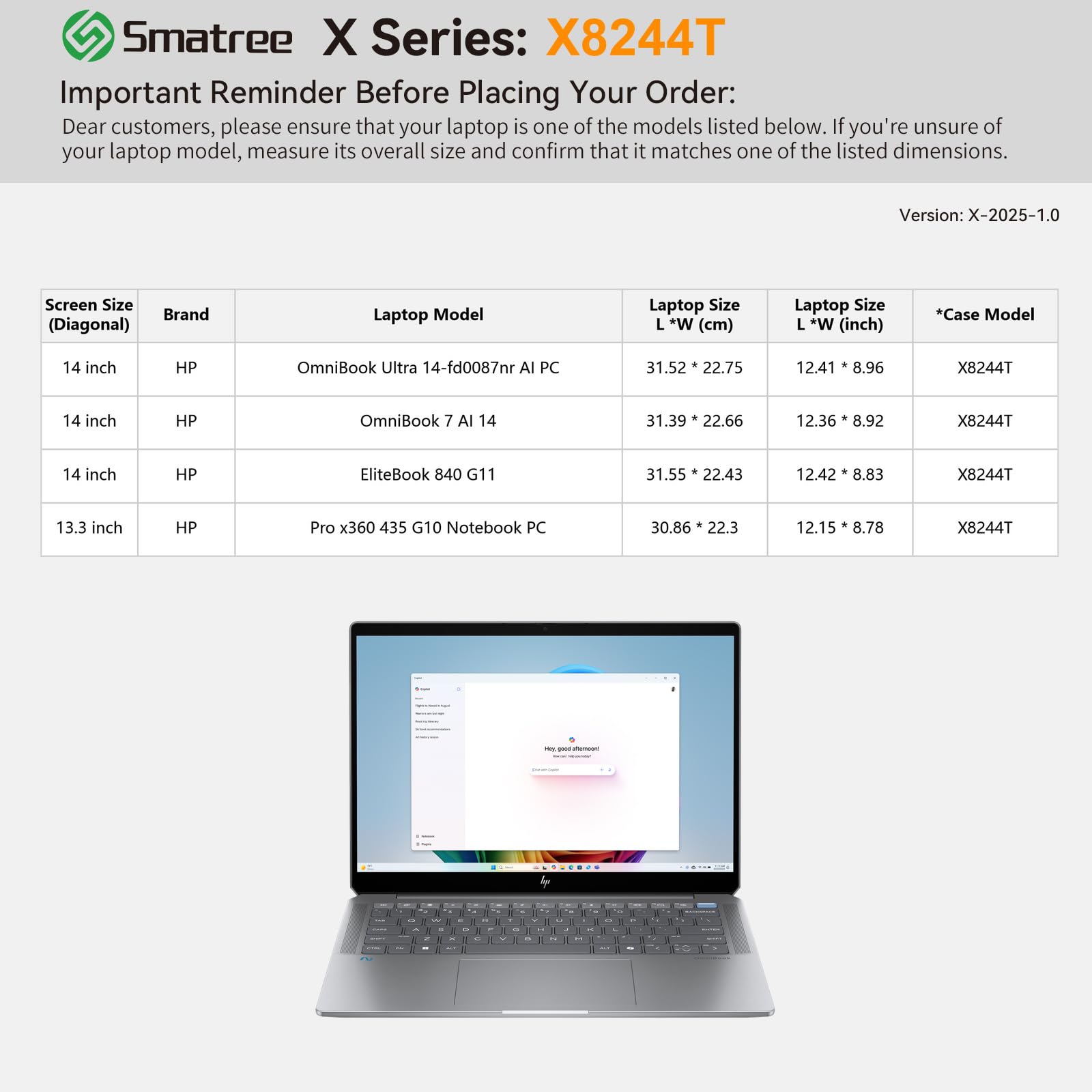 Smatree Twardy rękaw ochronny EVA kompatybilny z 35.6 cm HP EliteBook 840 G11, dla 35.6 cm OmniBook 7 AI 14, dla laptopa OmniBook Ultra 35.6 cm następnej generacji AI-PC-14t/Ultra-AI PC-14 (X8244T)