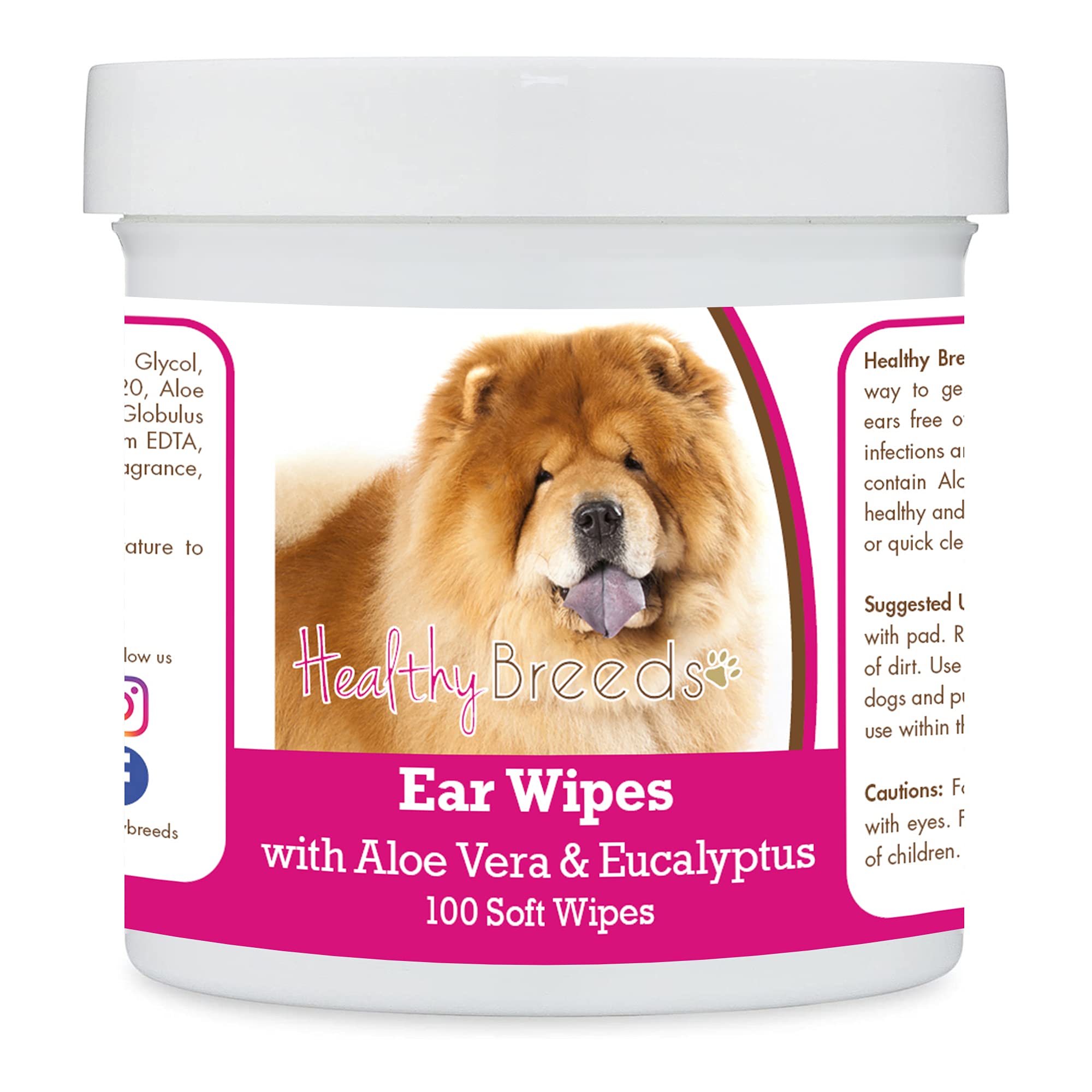 Healthy Breeds Chow Chow Ear Cleaning Wipes with Aloe &amp; Eucalyptus for Dogs 100 Count