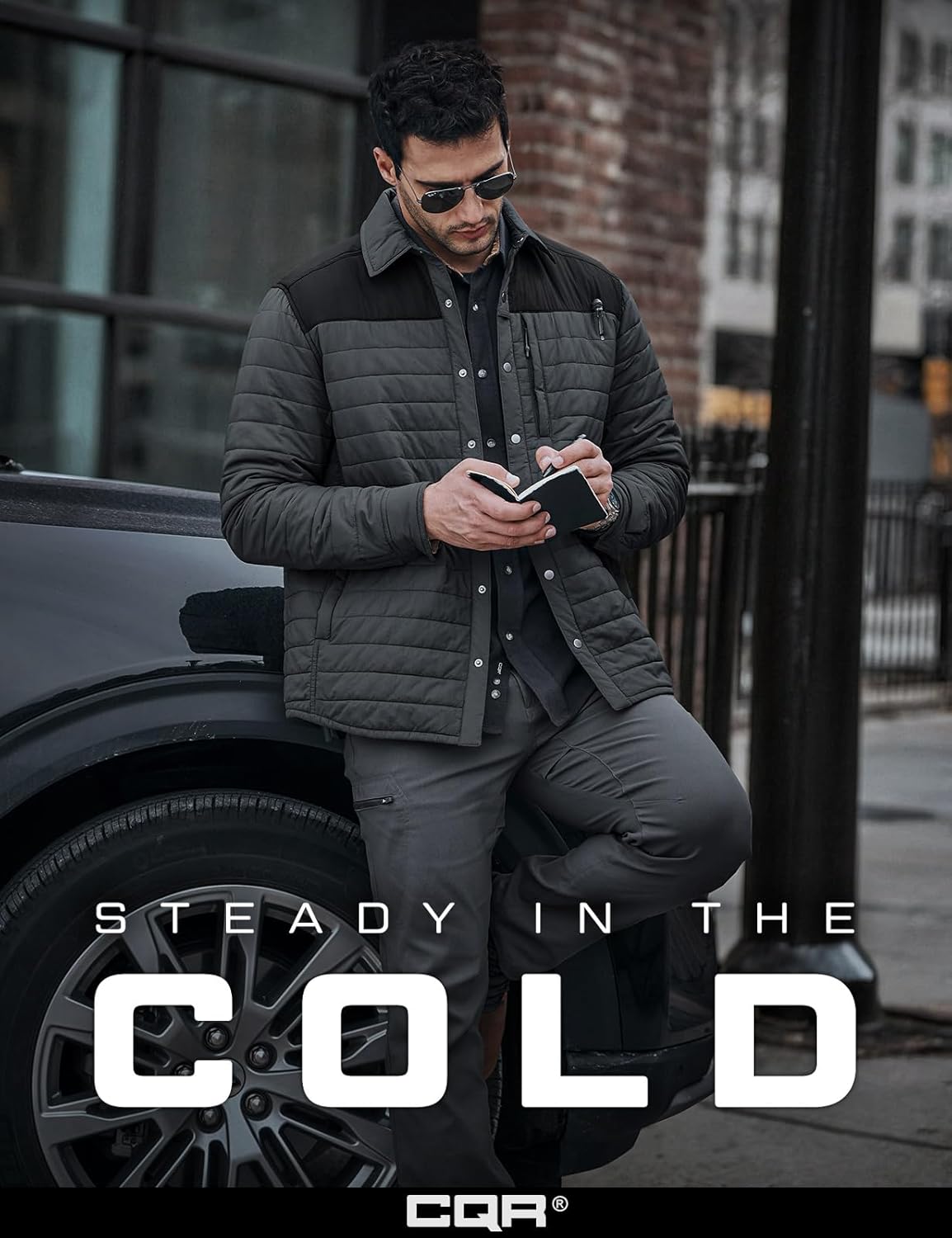 CQR Men's Lightweight Warm Insulated Jacket, Windproof Water Resistant Winter Active Coat for Hiking Work Outdoor Tactical - Image 4