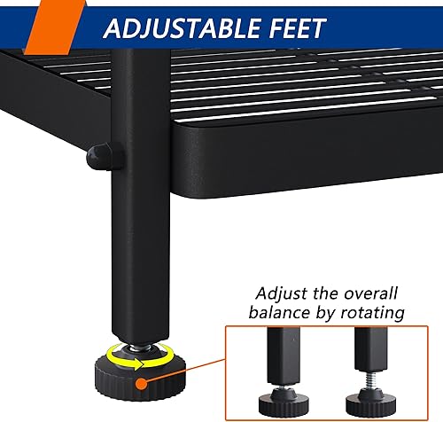 Miniatura 5 de Estantería de metal de 5 alambres para almacenamiento, estantes de almacenamiento de pie para lavandería, baño, cocina, despensa, armario (negro,