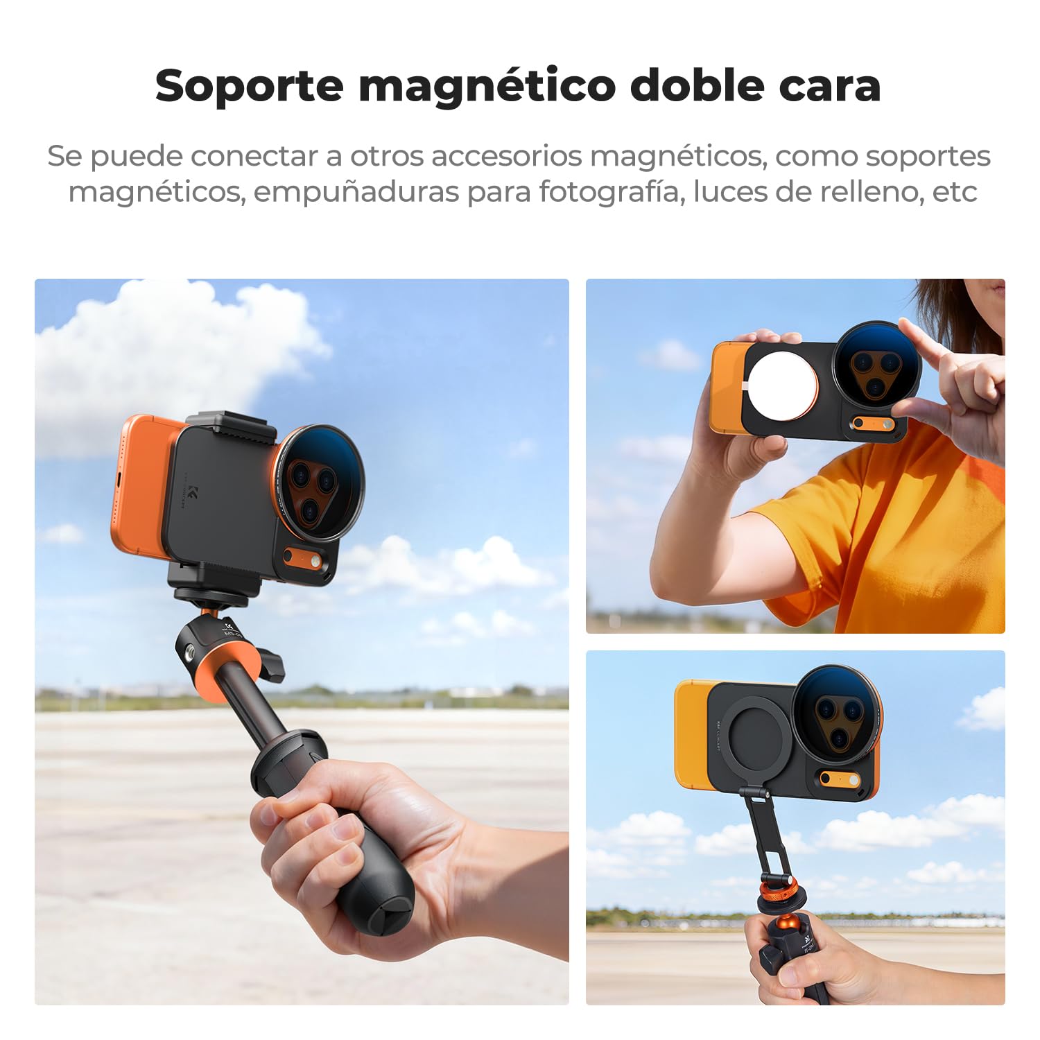 K&F CONCEPT Adaptador Magnético Doble Cara con Filtro ND2-32 Variable 58 mm | Compatible Con iPhone 17 Pro, Para Filtros Roscados 58 mm, Adaptable A Lentes De iPhone -FA101