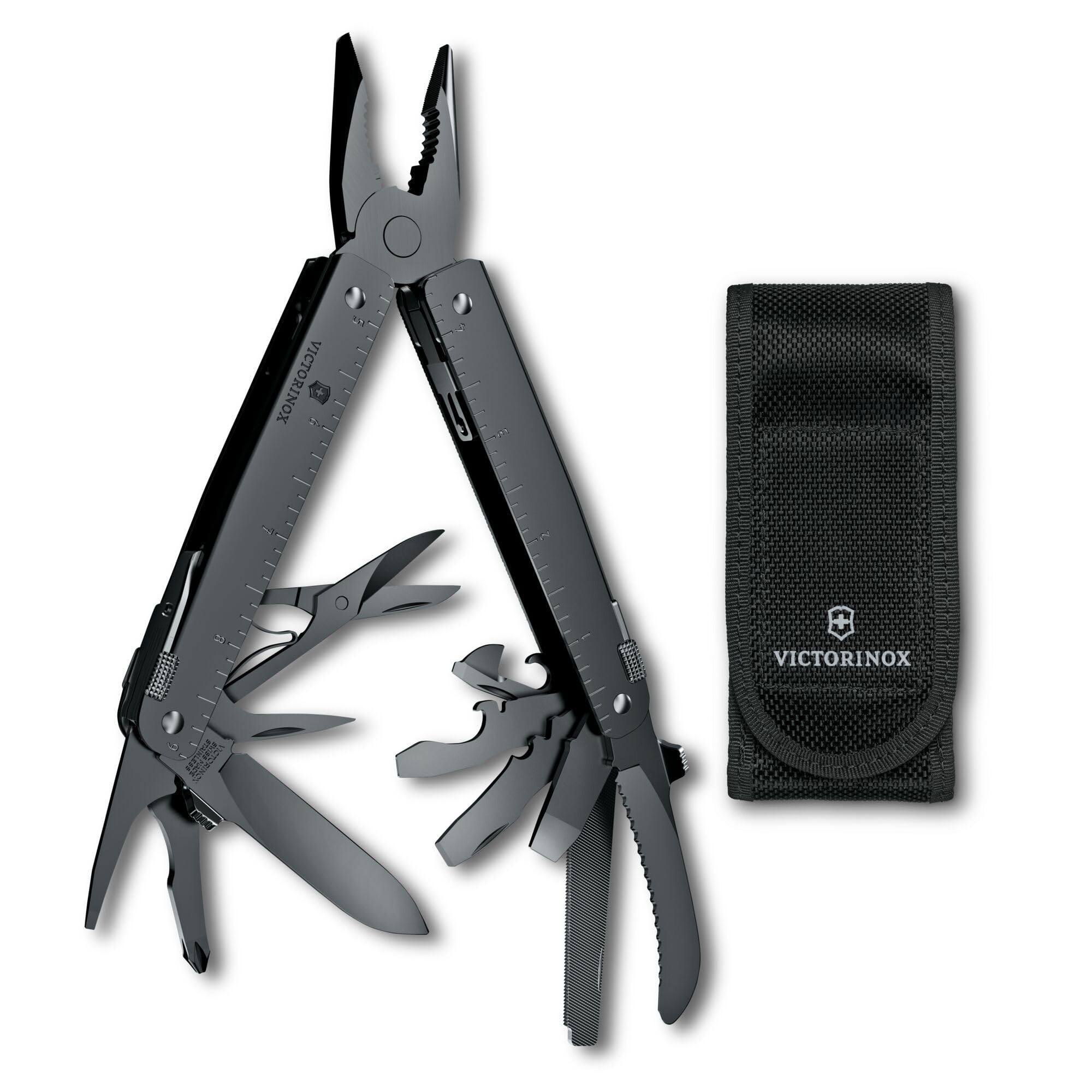 VICTORINOX MXBS Swiss Tool Spirit Szwajcarski scyzoryk, 26 funkcji, narzędzie wielofunkcyjne, w zestawie szczypce, śrubokręt, otwieracz do puszek, nylonowy futerał na pasek, srebrny