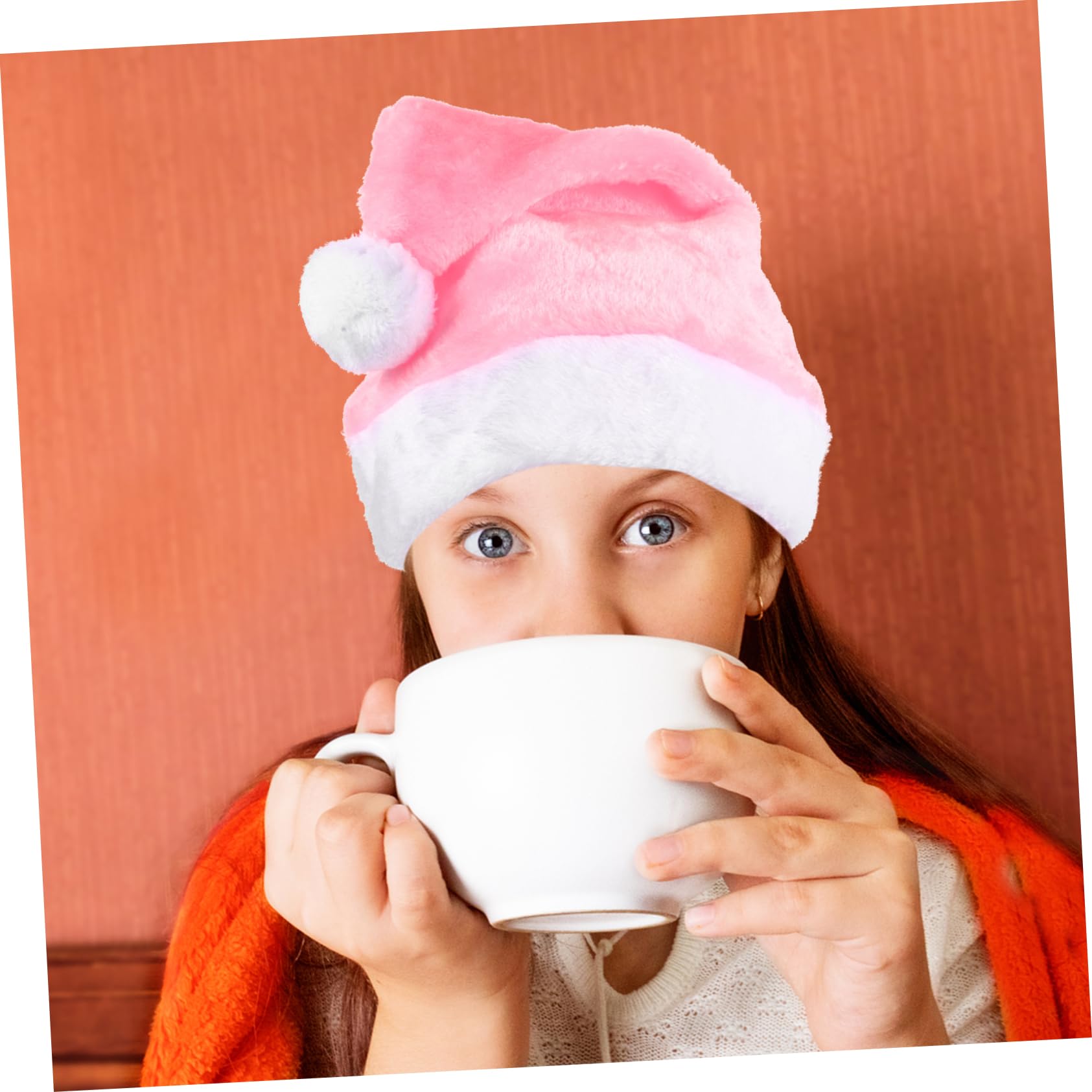 TOPBATHY 5 Piezas Gorro De Papá Noel De Felpa Gorra De Santa Claus Sombrero De Santa Para Fiesta Gorro De Papá Noel De Navidad Sombrero De Navidad De Peluche Felpa Corta Rosa