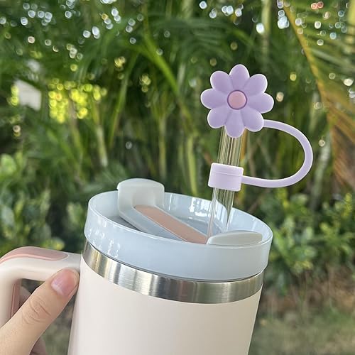 Miniatura 3 de 4 fundas de silicona para popotes compatibles con Stanley de 30 y 40 onzas, 0.394 in (2564 pulgadas), bonitas tapas de popote a prueba de polvo para