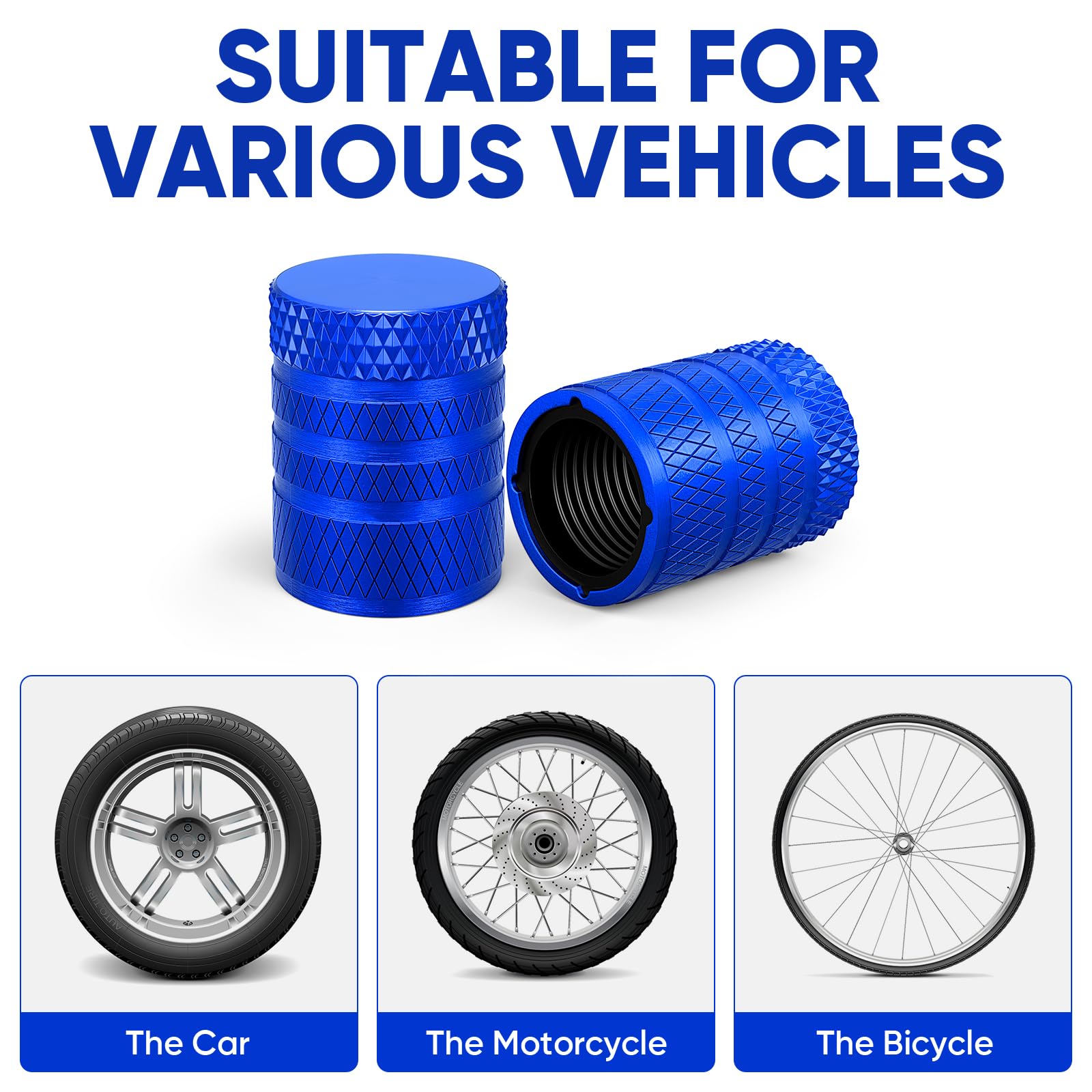 Bouchons De Valve Pneu Noirs - 5 Pièces Aluminium Anodisé - Universel Voiture/Moto/Vélo