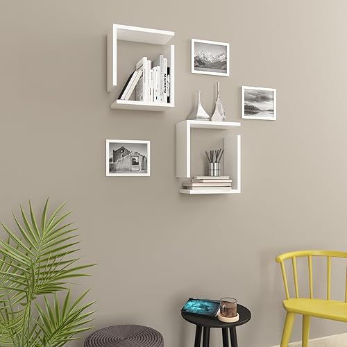 Miniatura 4 de Ada Home Decor Wesson - Estantería de pared blanca moderna de 12.5 pulgadas de alto x 11.8 pulgadas de ancho x 6.3 pulgadas de profundidad