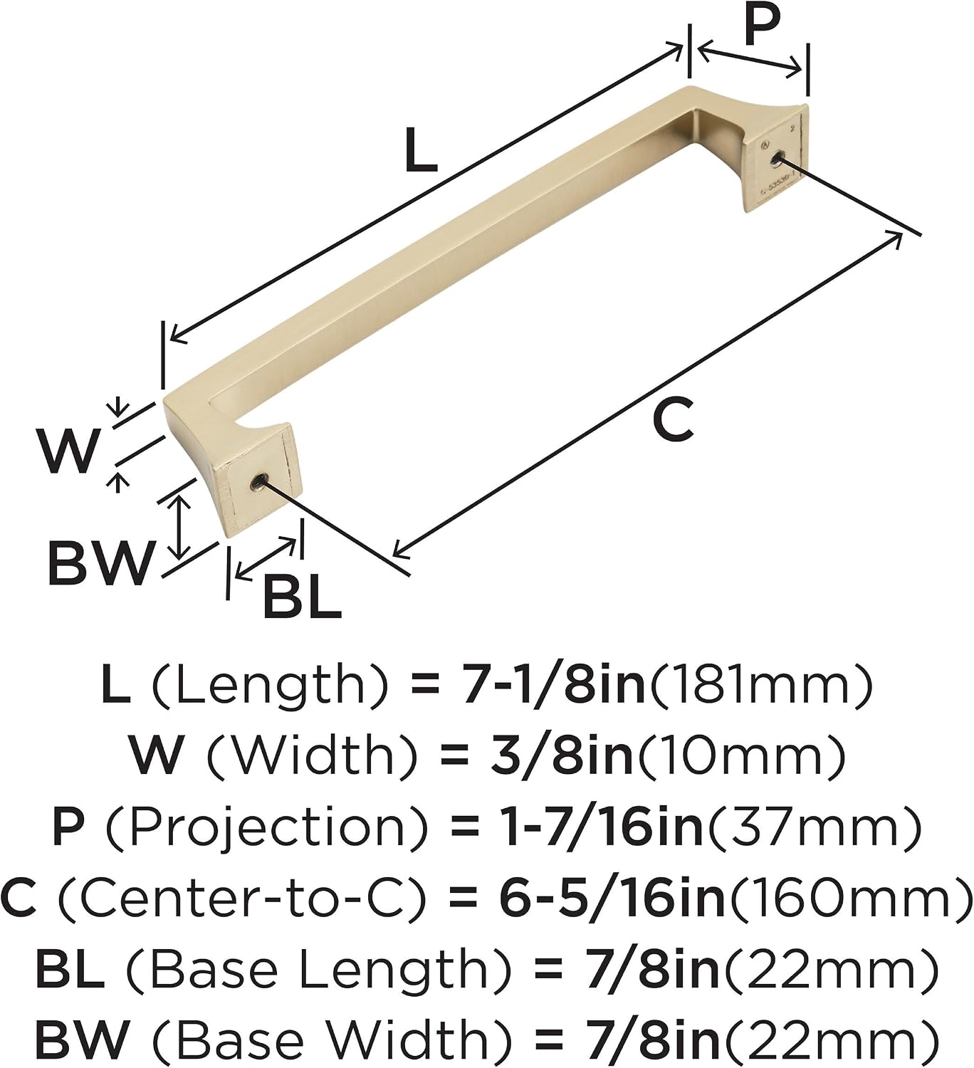 Amerock | Cabinet Pull | Champagne Bronze | 6-5/16 inch (160 mm) Center to Center | Mulholland | 1 Pack | Drawer Pull | Drawer Handle | Cabinet Hardware