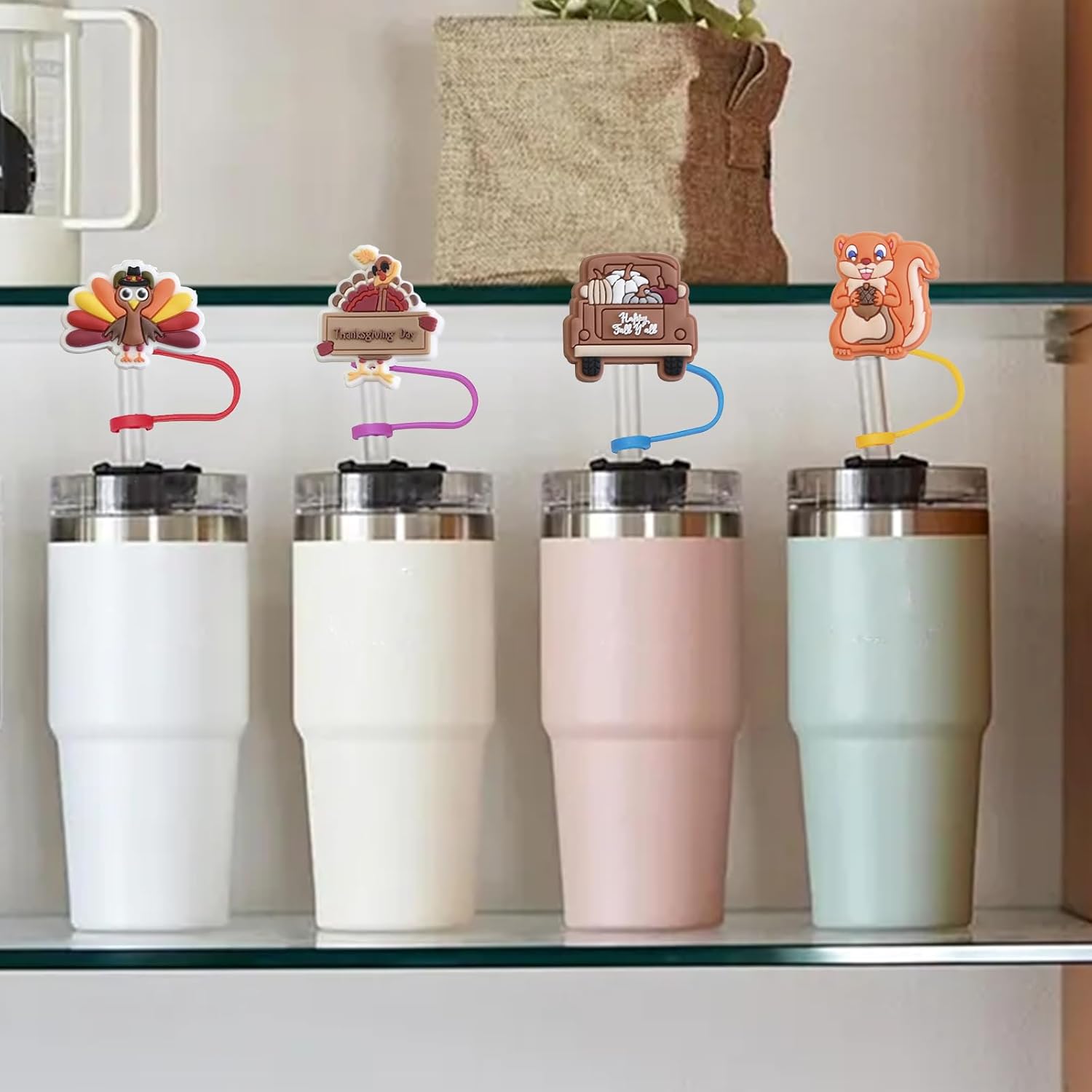 Thanksgiving Day Straw Covers, Amreich Fall Straw Toppers Compatible with Stanley 30&40 oz Tumblers with Handle, Dust-Proof Turkey Stanley Cup Accessories - Image 7