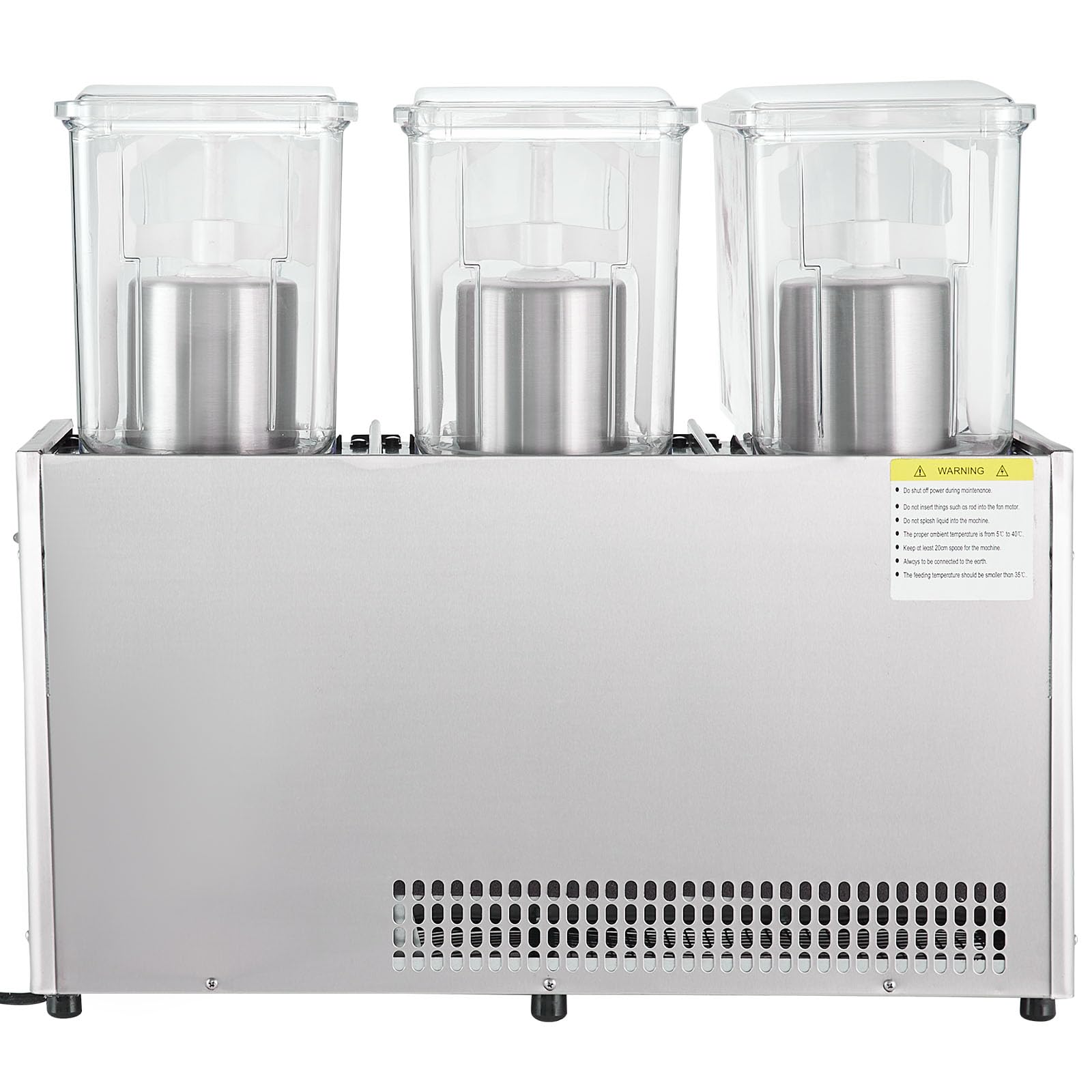 VEVOR Commercial Beverage Dispenser, 9.6 Gal, 12L 3 Tanks Ice Tea Drink Machine, 620W 304 Stainless Steel Juice Dispenser with 41℉-53.6℉ Thermostat Controller, for Cold Drink Restaurant Hotel Party