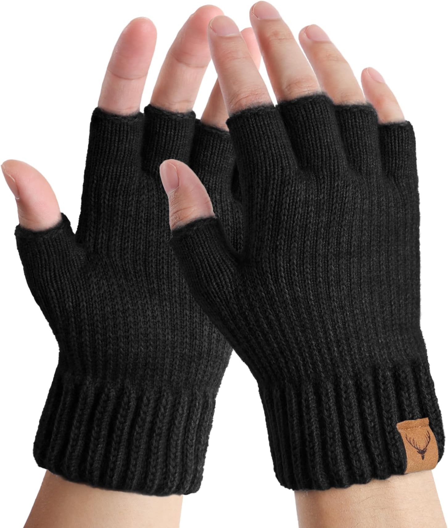 LADES Fingerless Gloves Thermal Winter Gloves Warm Knitted Half Finger Gloves Mittens for Men Women Typing Driving Working