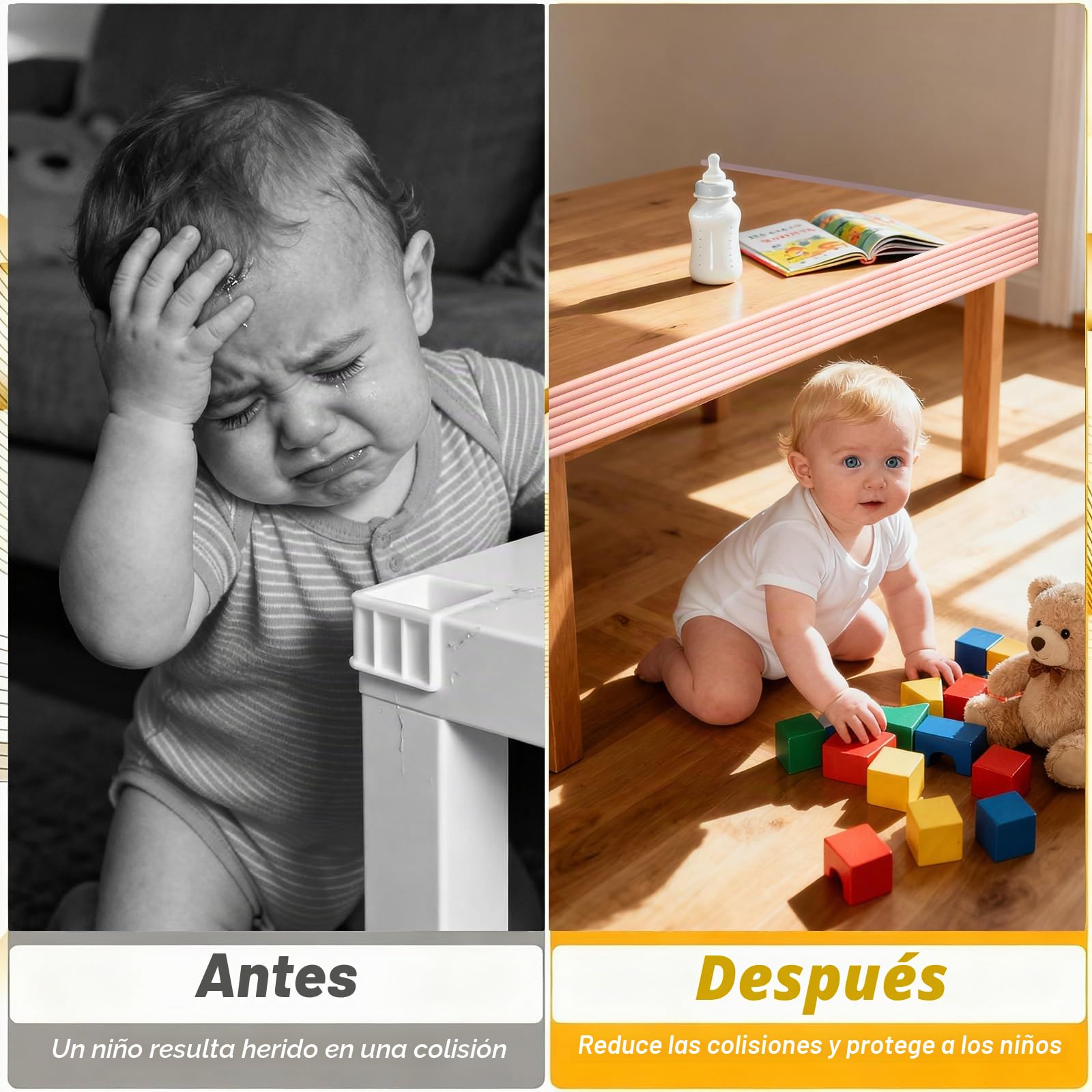 Protector de Bordes de Espuma para bebé, protección de Cantos de Mesa, Esquinas, protección de Cantos autoadhesiva para niños, Cama, alféizar de Ventana y Escritorio, Muebles (Blanco, 2M X 8CM)