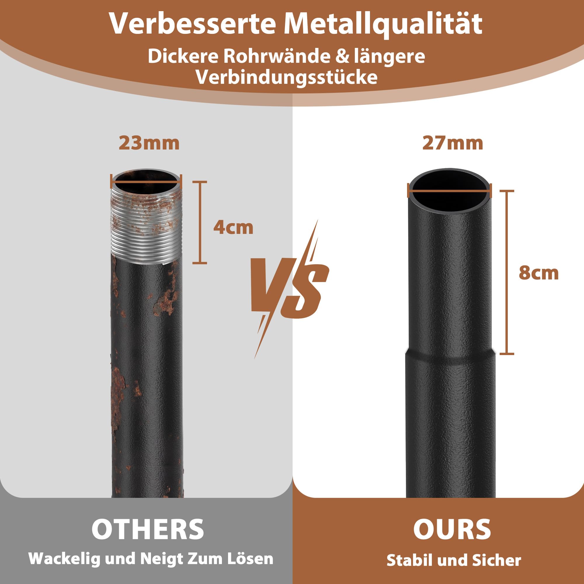 3,2M Metall String Light Poles 2 Pack für Außen – Lichterketten Stangen mit Spiral-Design, korrosionsbeständig & wetterfest für Terrasse, Garten, Party & Weihnachten, schwarz[Energieklasse A]